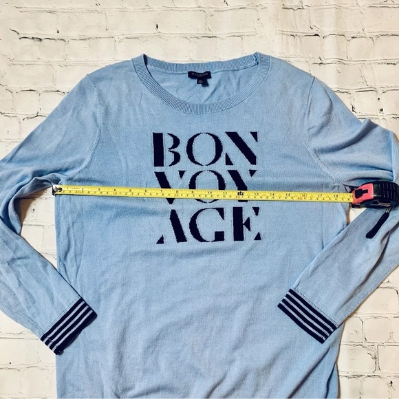 Talbots Womens Intarsia Bon Voyage Sweater Blue Cruise Pullover Size Petite M MP - Picture 5 of 9